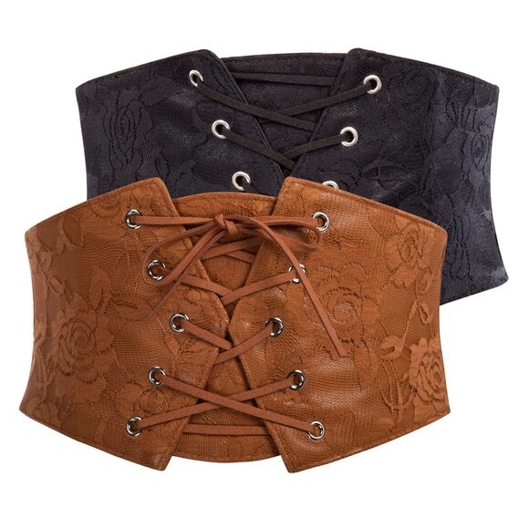 Grасе Каrіn Accessories - 5595 Corset Belt For Women Elastic Wide Waist Goth Punk Black And Coffee